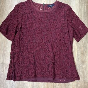 Madewell Burgundy Lace Blouse